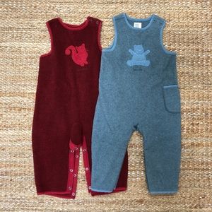 Set of 2 EUC Baby Gap Fleece Overall Onesie sz 2